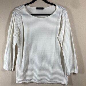 Cut Loose Women Long Sleeve T-Shirt Sz XL Ivory Ribbed Casual Minimalist Classic